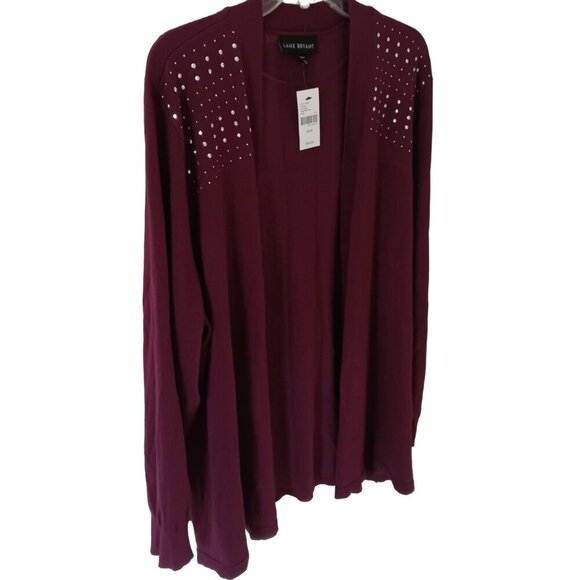 Lane Bryant NWT Dark Red Open Cardigan Sparkle Detail Sweater Sz 22 - Picture 3 of 11